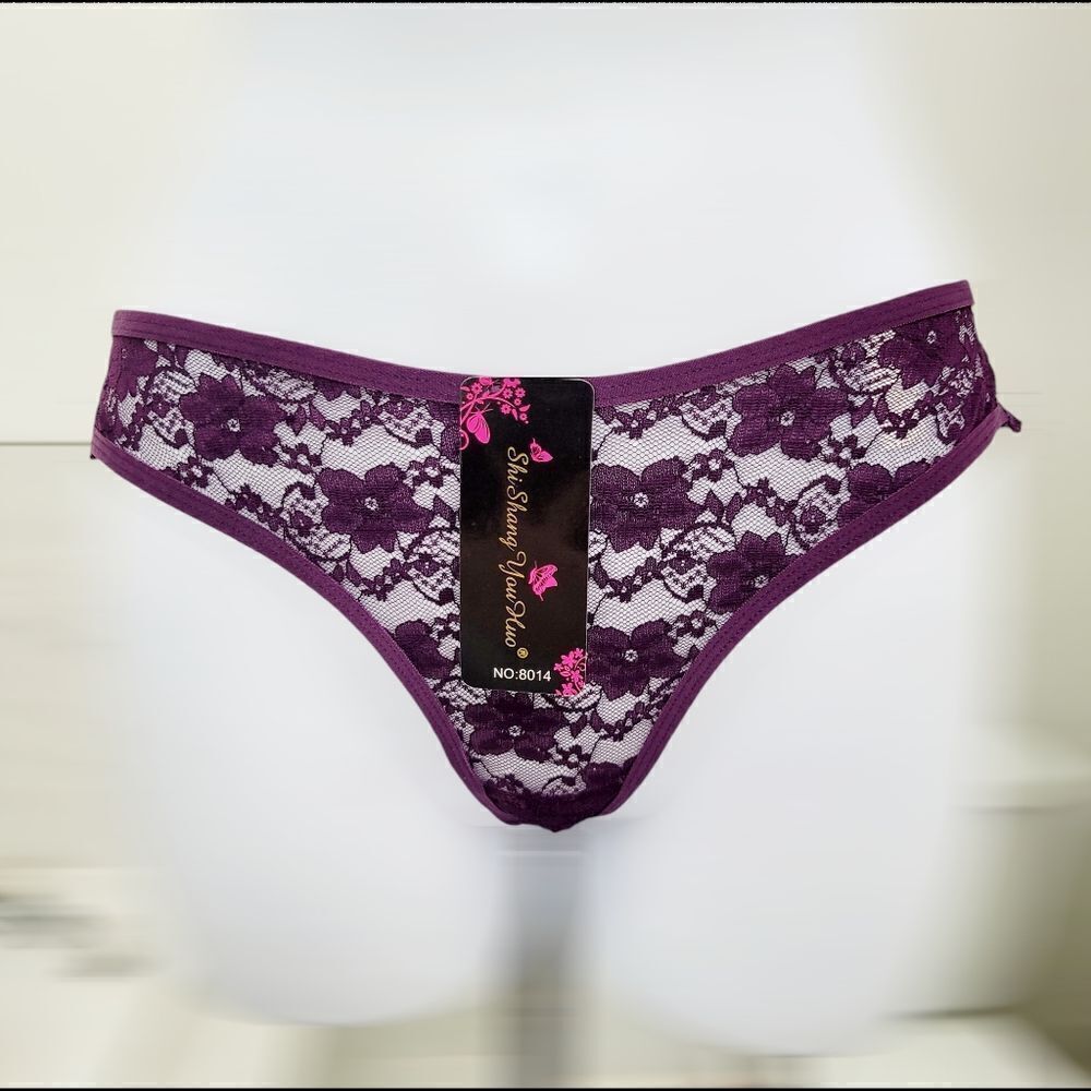 2/$20 Brand New Purple Lace G String T-Back Panties Underwear One Size